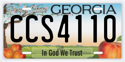 GA license plate CCS4110