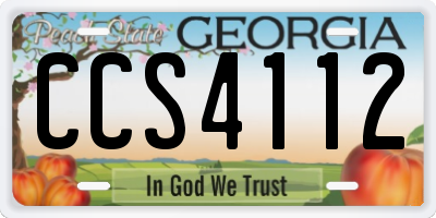 GA license plate CCS4112