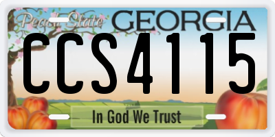 GA license plate CCS4115