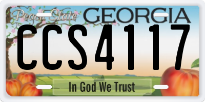 GA license plate CCS4117