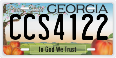 GA license plate CCS4122