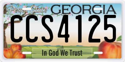GA license plate CCS4125