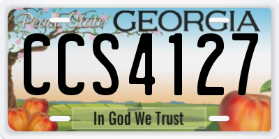 GA license plate CCS4127