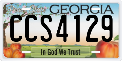 GA license plate CCS4129