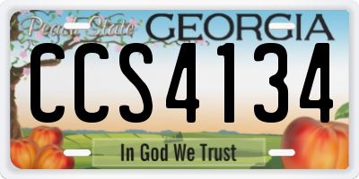 GA license plate CCS4134