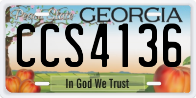 GA license plate CCS4136