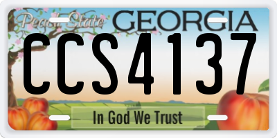 GA license plate CCS4137