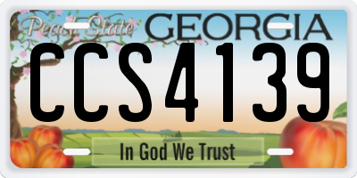 GA license plate CCS4139