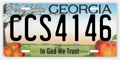 GA license plate CCS4146