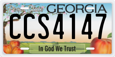 GA license plate CCS4147