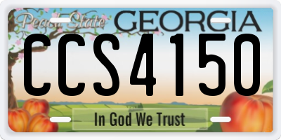 GA license plate CCS4150