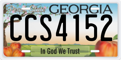 GA license plate CCS4152