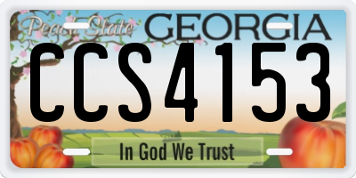 GA license plate CCS4153