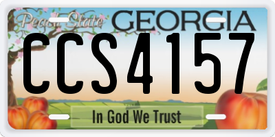 GA license plate CCS4157
