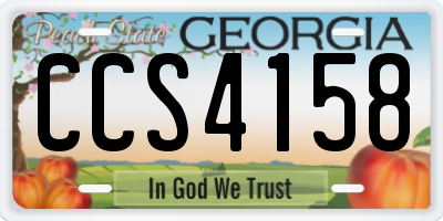 GA license plate CCS4158