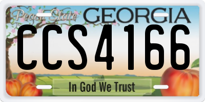 GA license plate CCS4166