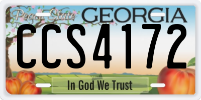 GA license plate CCS4172