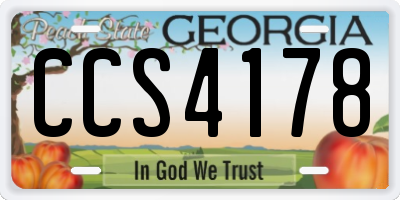 GA license plate CCS4178