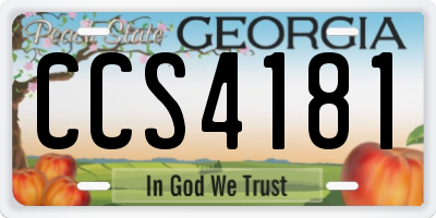 GA license plate CCS4181