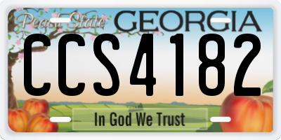 GA license plate CCS4182