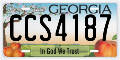 GA license plate CCS4187