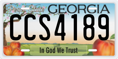 GA license plate CCS4189