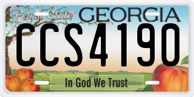 GA license plate CCS4190