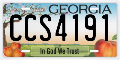 GA license plate CCS4191