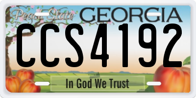 GA license plate CCS4192