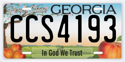 GA license plate CCS4193