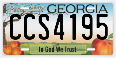 GA license plate CCS4195