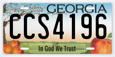 GA license plate CCS4196