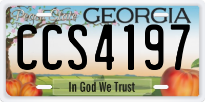 GA license plate CCS4197