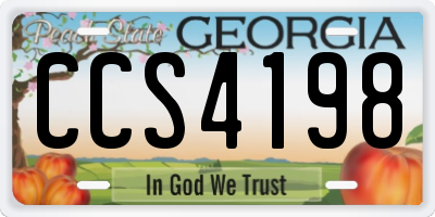 GA license plate CCS4198