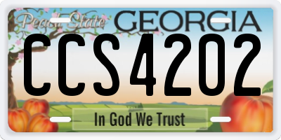 GA license plate CCS4202