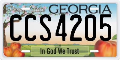 GA license plate CCS4205