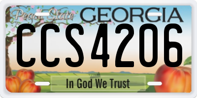 GA license plate CCS4206