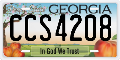 GA license plate CCS4208