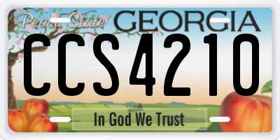 GA license plate CCS4210
