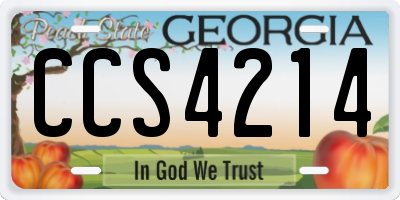 GA license plate CCS4214