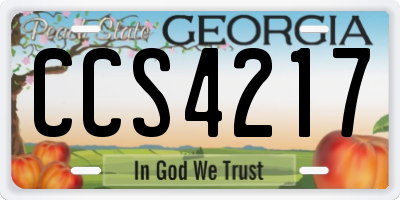 GA license plate CCS4217