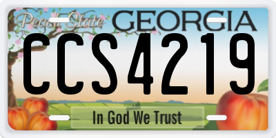 GA license plate CCS4219