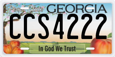 GA license plate CCS4222
