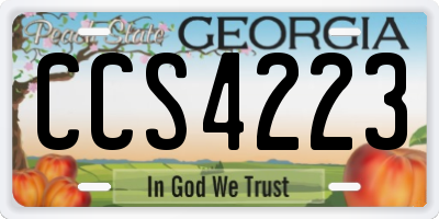 GA license plate CCS4223