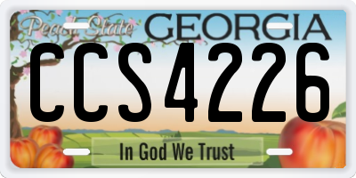 GA license plate CCS4226