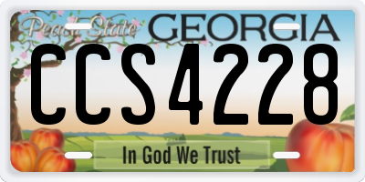 GA license plate CCS4228