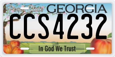 GA license plate CCS4232