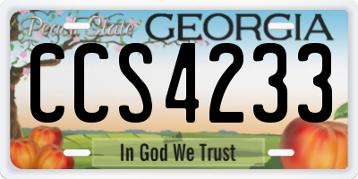 GA license plate CCS4233