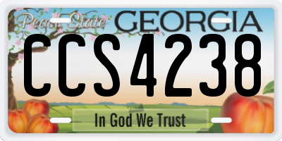 GA license plate CCS4238