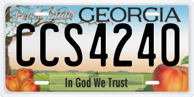 GA license plate CCS4240